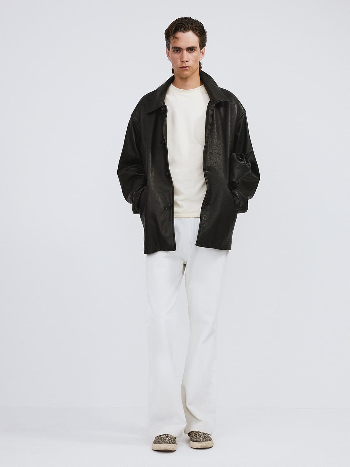 렉토 26SS 빈티지 레더 초어자켓 블랙 상품이미지2