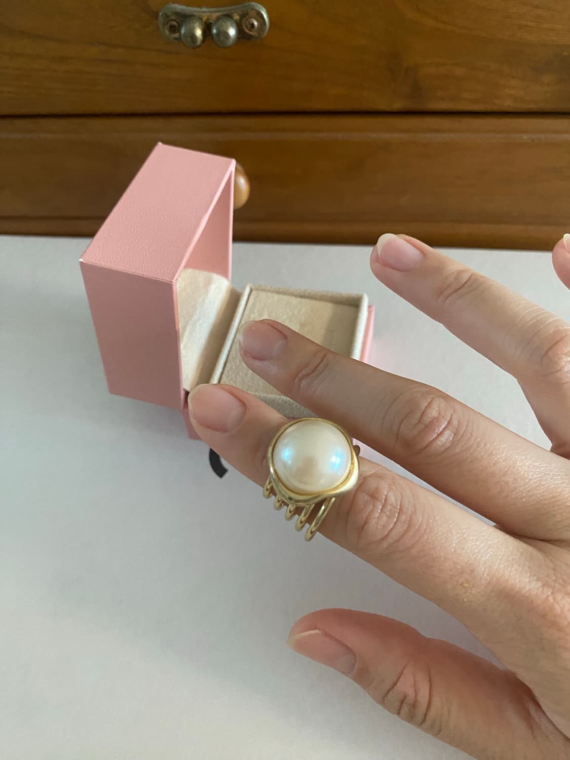 빈티지 골드 진주 링 반지 상품이미지2