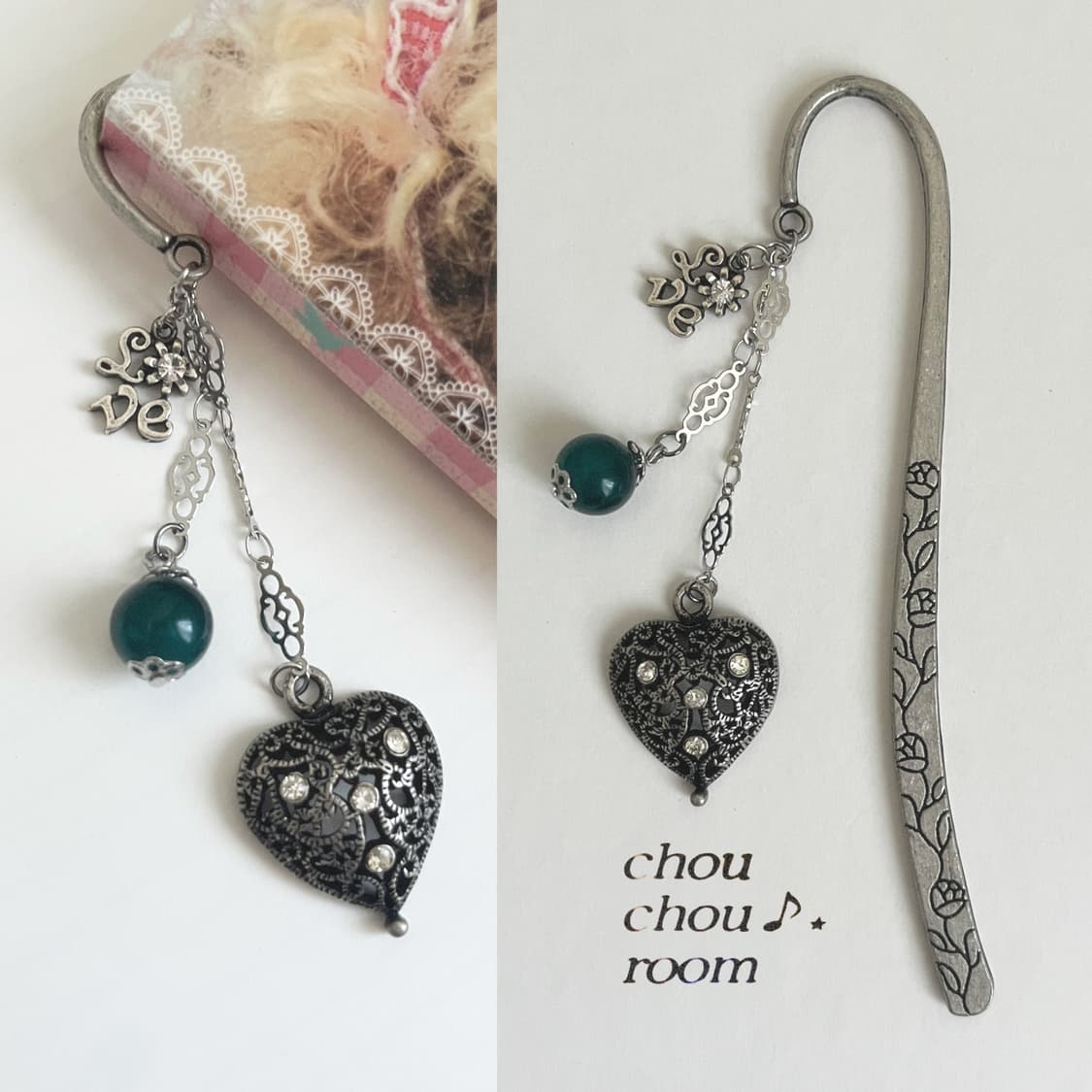 메탈 펜던트 책갈피 ⊰cubic heart⊱ bookmark 상품이미지1