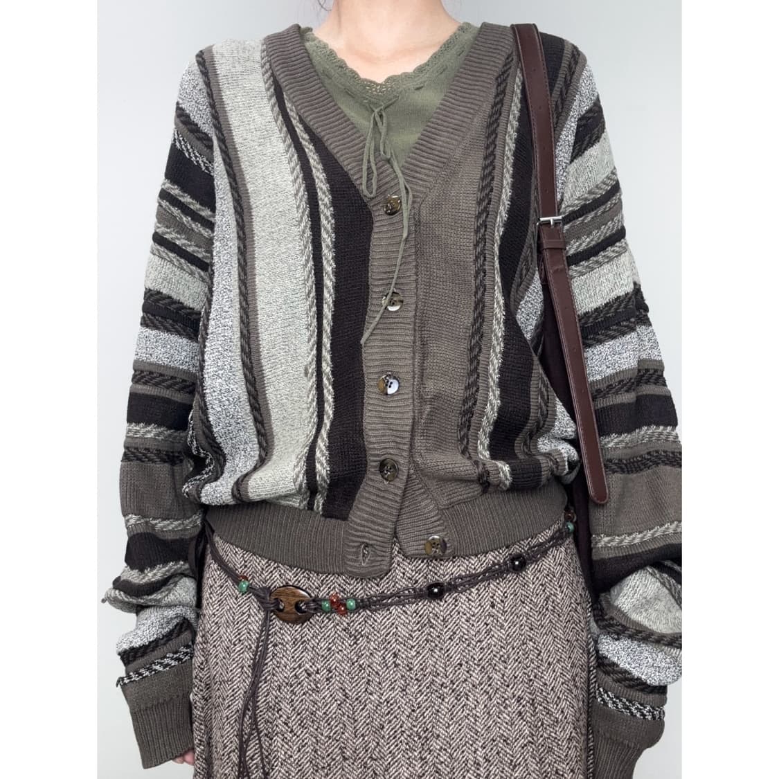 빈티지 브라운 가디건 상품이미지1