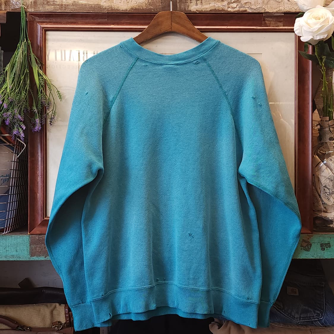 90s Tultex 빈티지 스웻셔츠 플레인 스웻셔츠 그린 썬 페이딩 L 상품이미지2