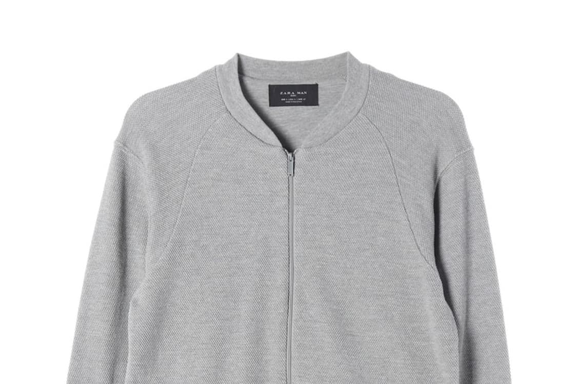 자라 맨 텍스처드 보머 자켓 그레이 L 상품이미지3