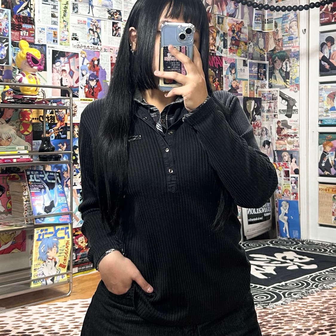 JPN 펑크 셔츠 레이어드 골지 롱슬리브 상품이미지1