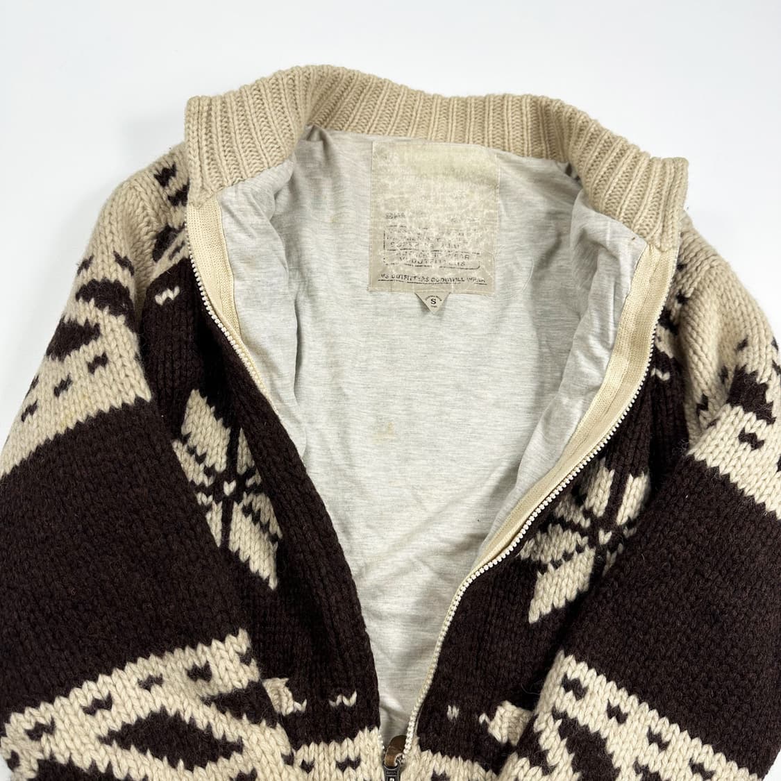 VTG 빈티지 노르딕 패턴 여성 울 니트 집업 여성S 상품이미지5