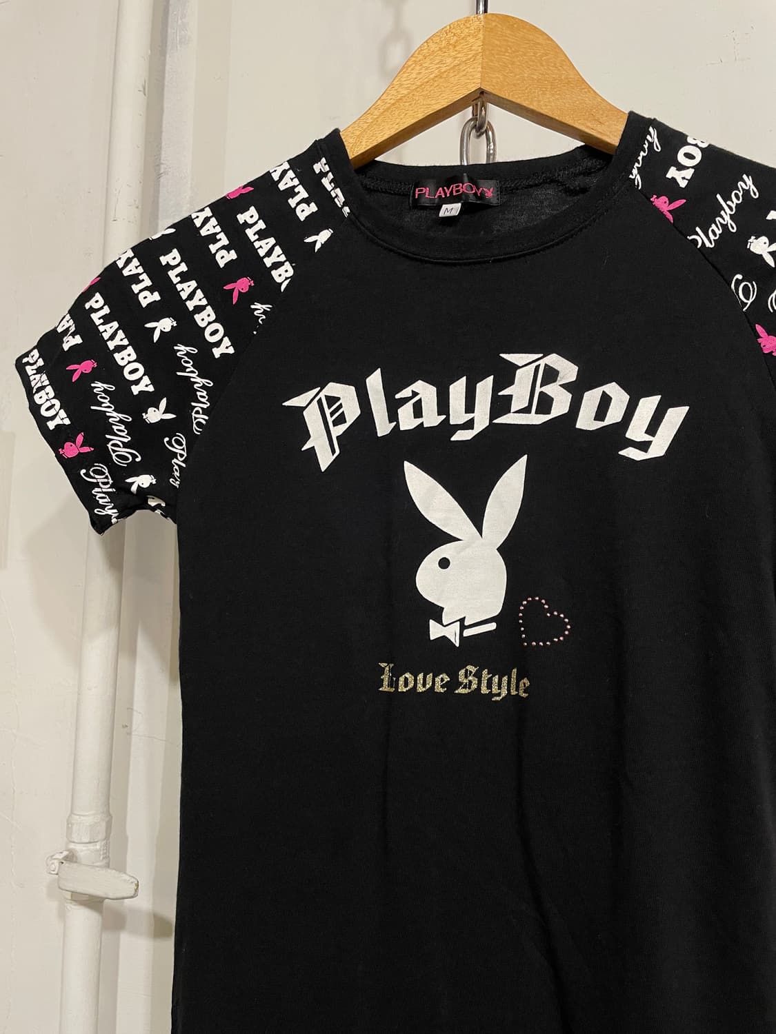 play boy 플레이보이 프린팅 큐빅 블랙 티셔츠 갸루 키치 상품이미지4