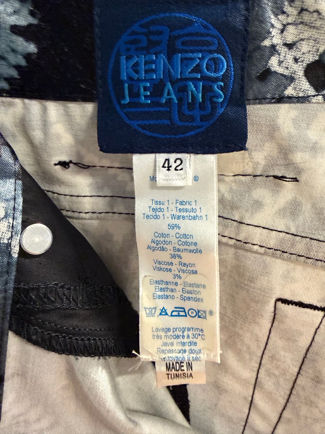 29인치 겐조진스 KENZO JEANS 패턴 팬츠 블루 믹스 상품이미지6