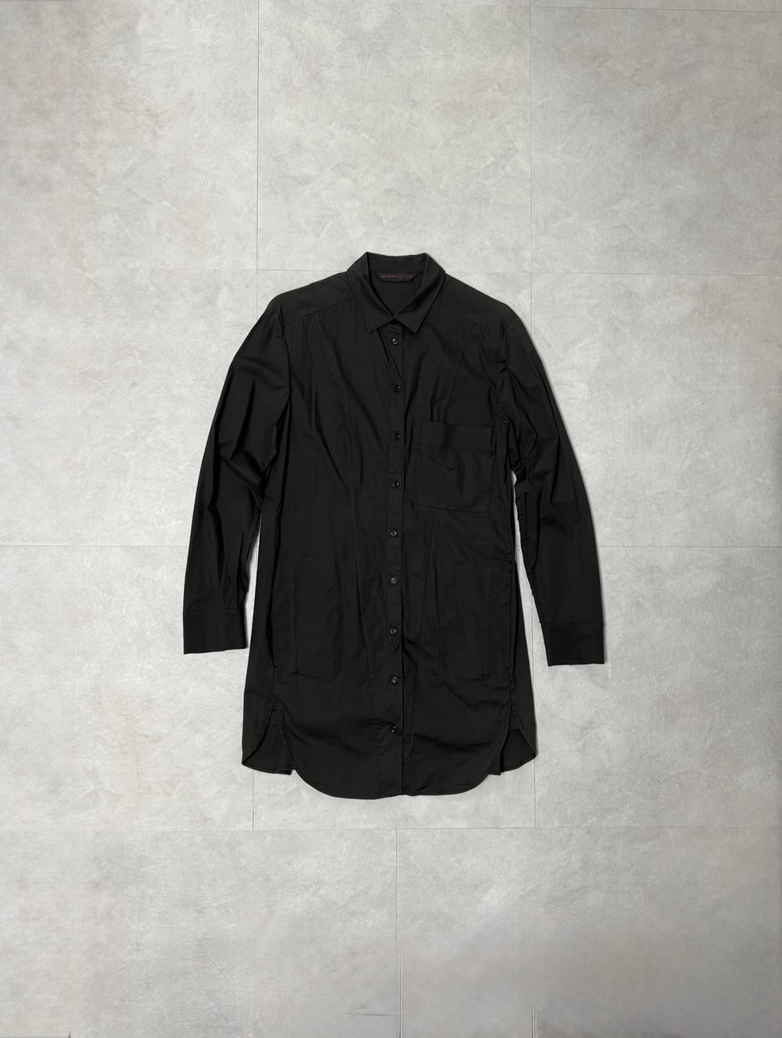 오브제 블랙 코튼 롱 셔츠 상품이미지1