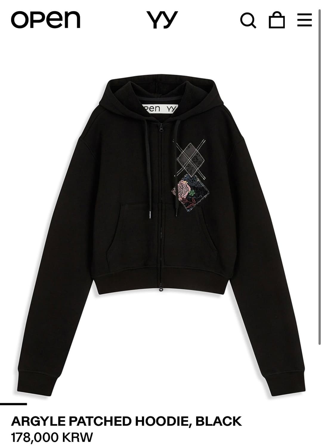 OPEN YY 아가일 패치 후드집업+라운지팬츠 상품이미지1