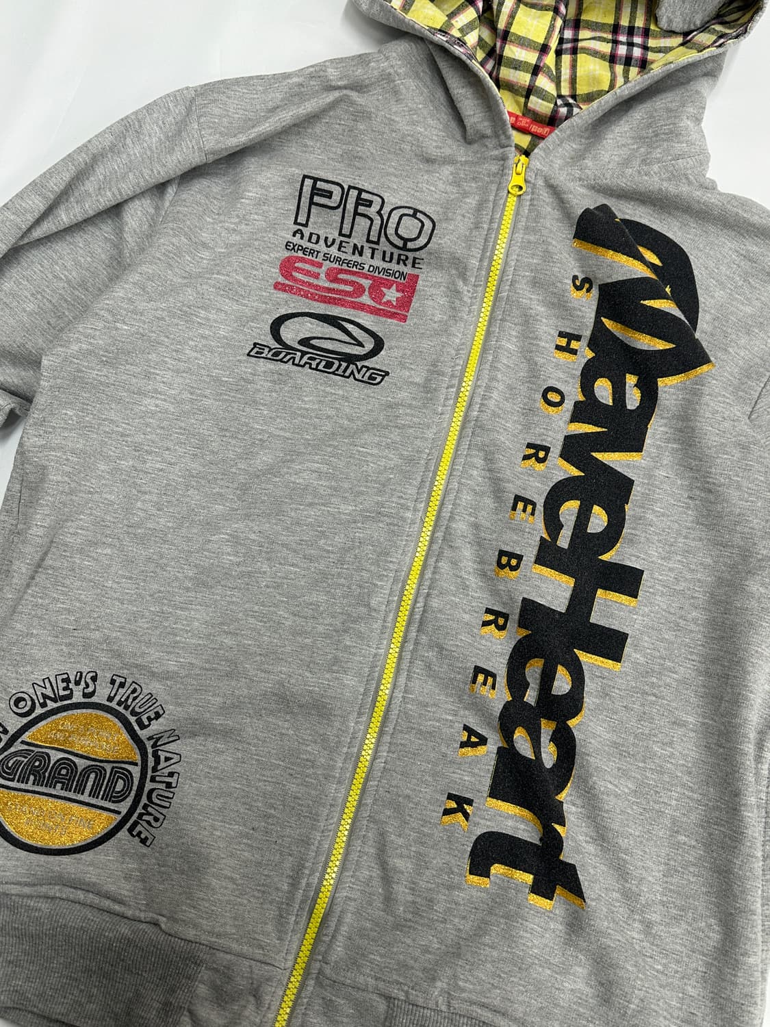 괴짜 프린팅 레터링 그레이 후드집업 일본 빈티지 오버핏 블록코어 상품이미지5