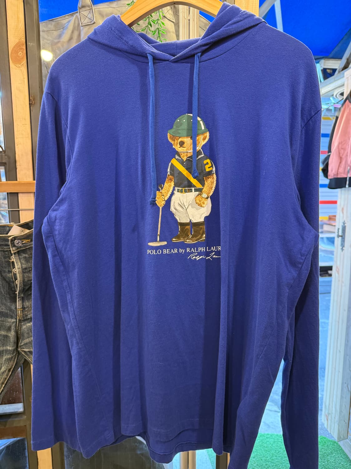 폴로 랄프로렌 베어 후드티 블루 상품이미지1