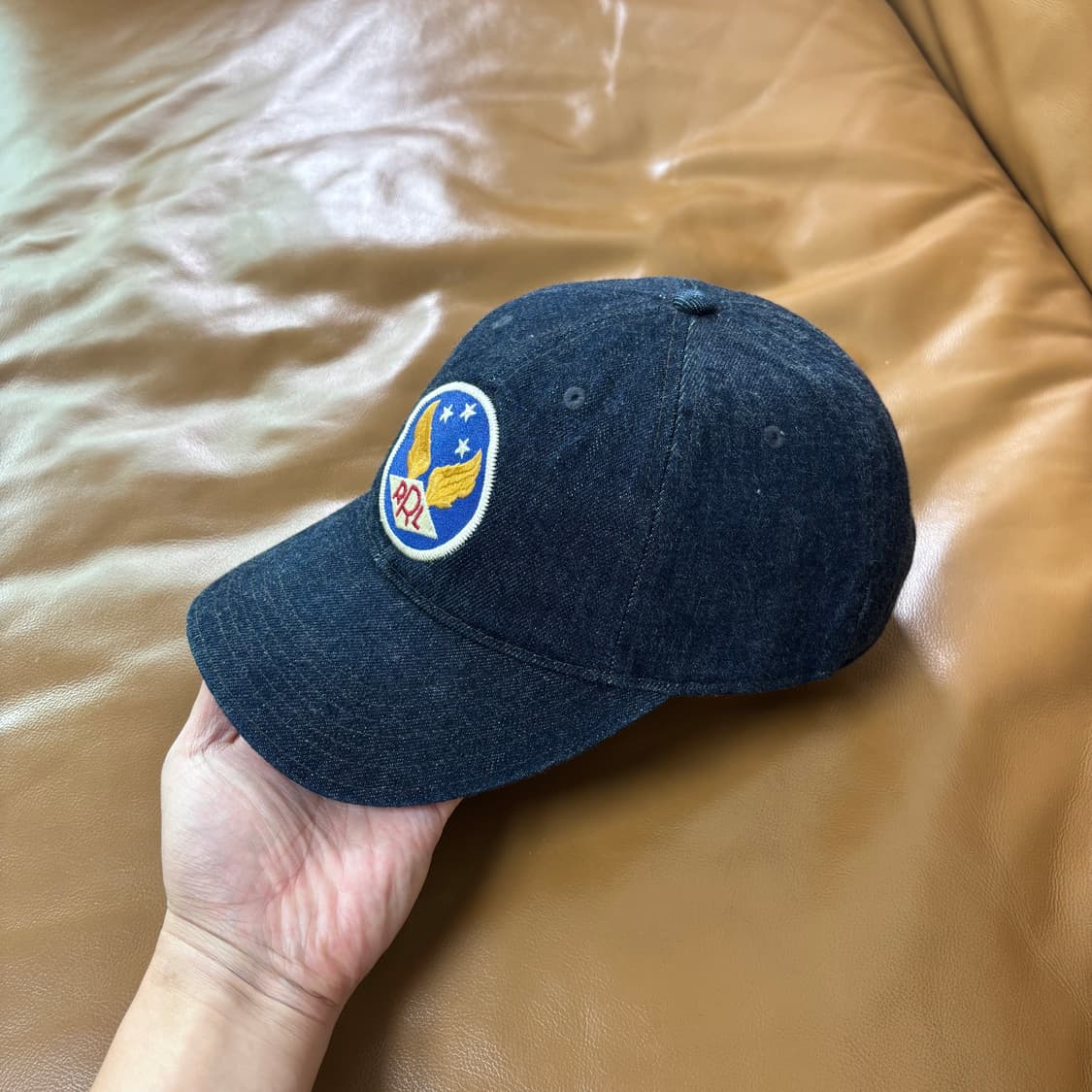 RRL 더블알엘 랄프로렌 폴로 데님 6패널 볼캡 윙로고 모자 Denim 상품이미지4