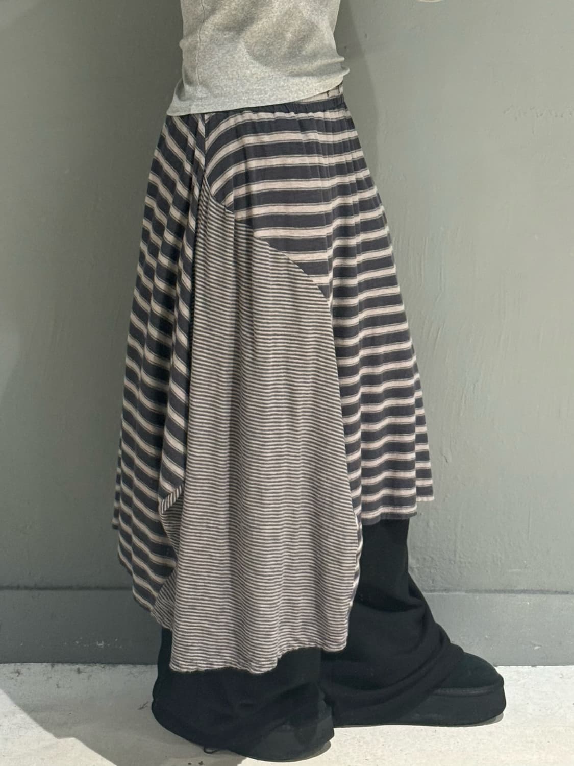 unbalance pattern mix detail skirt  상품이미지1