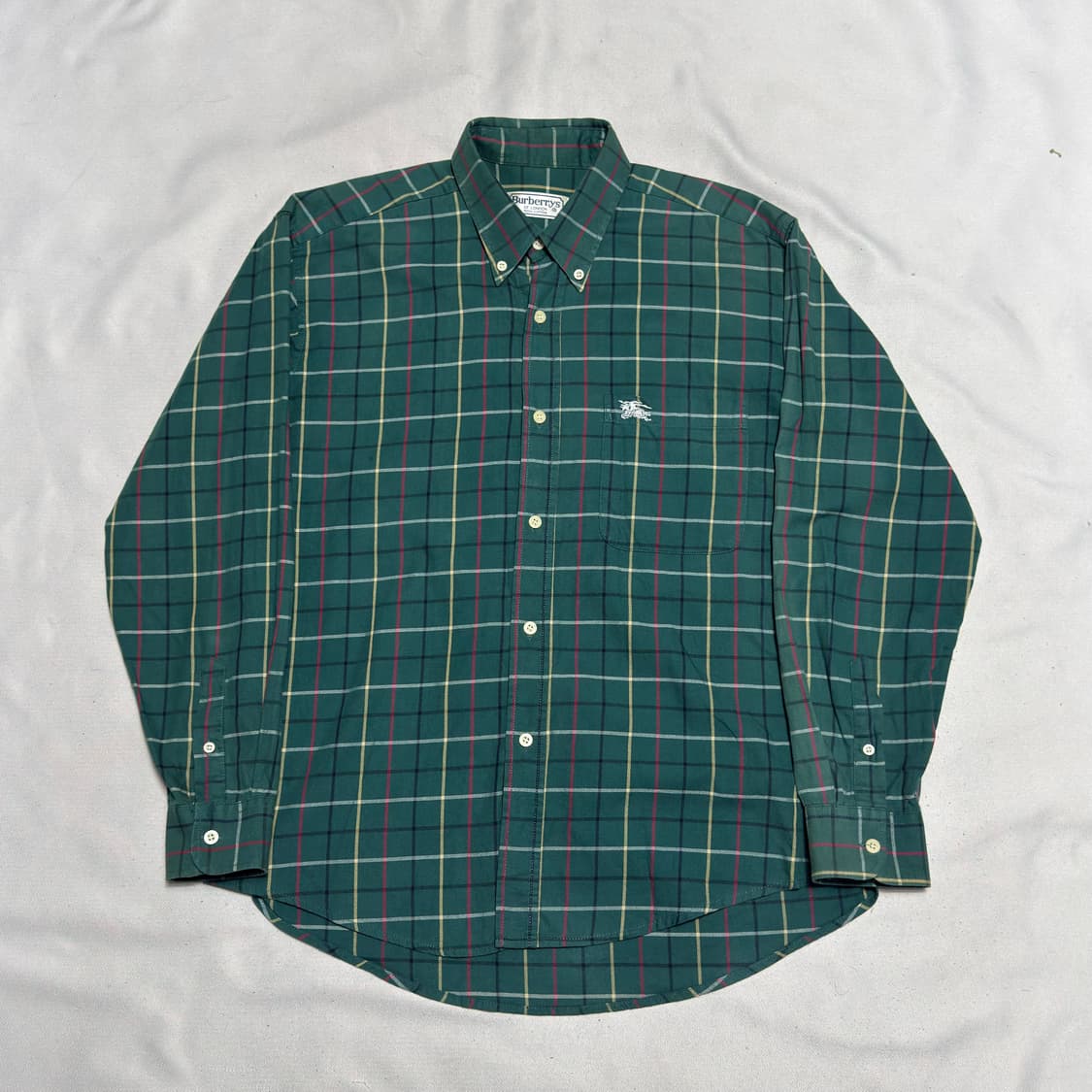 L 버버리 체크무늬 그린 코튼 셔츠 상품이미지2