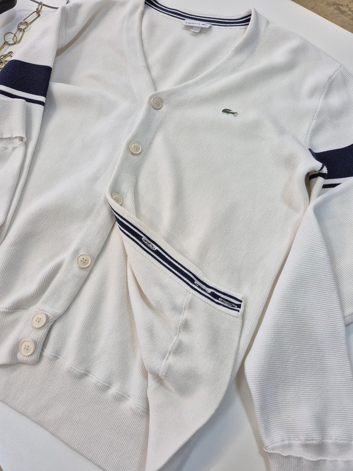 라코스테  소매스트라이  니트 간절기가디건(MTA 상품이미지8
