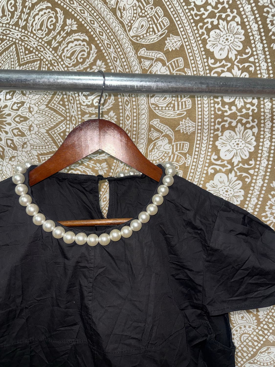 빈티지 여성 진주 디테일 반팔 셔츠  상품이미지4