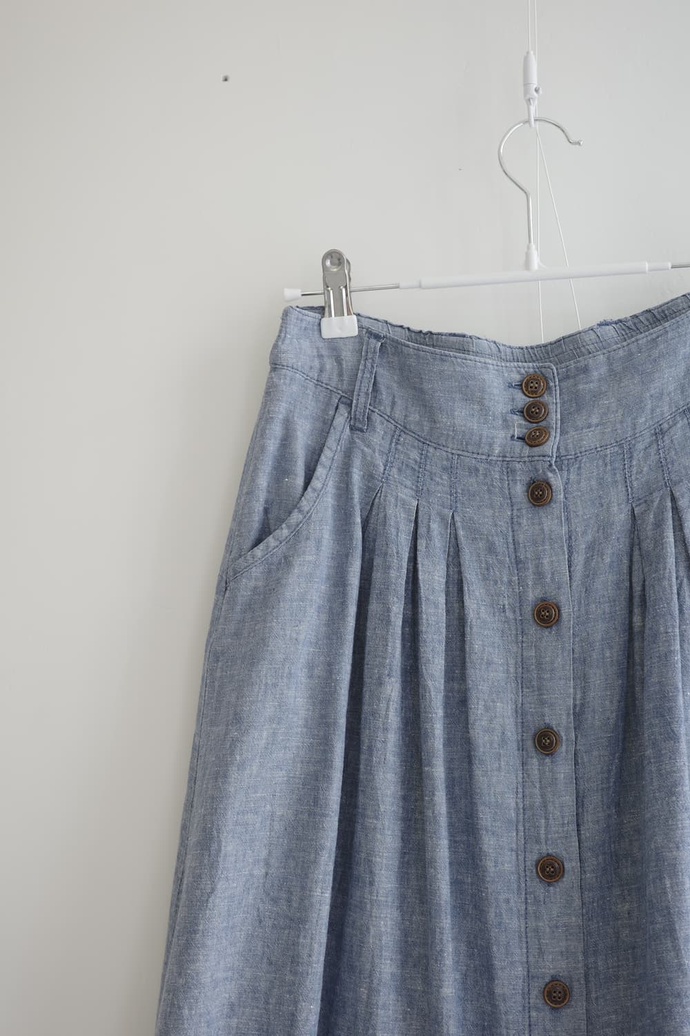 블루 린넨 버튼 스커트 상품이미지2