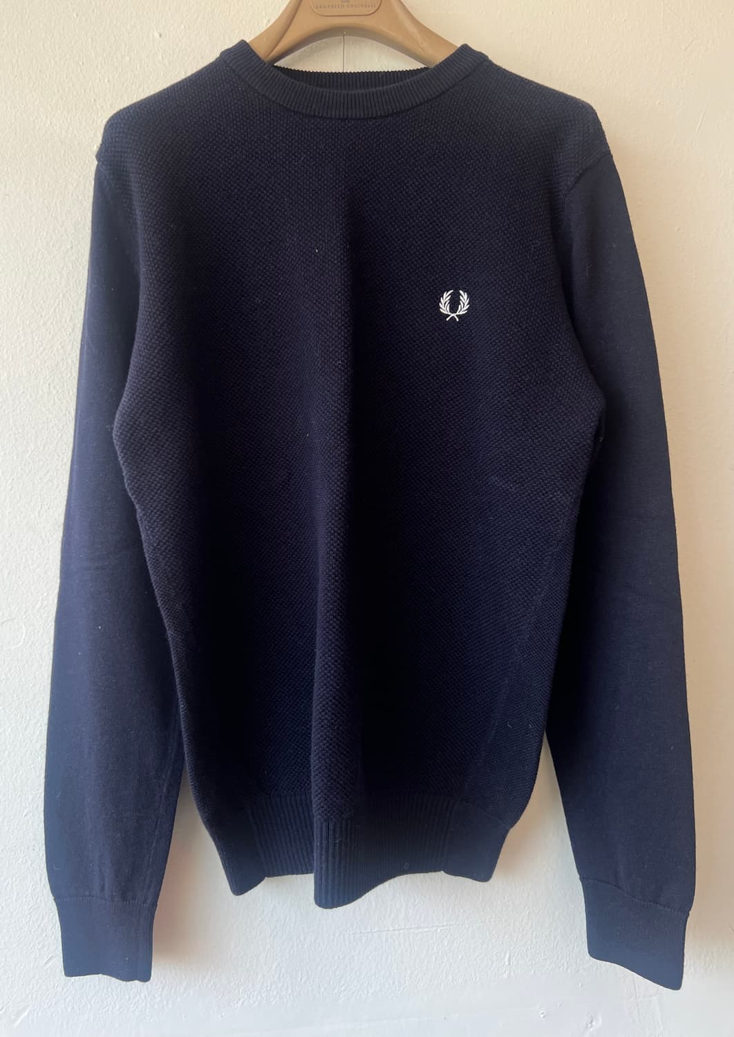 프레드페리 남성 네이비 라운드울니트  상품이미지1