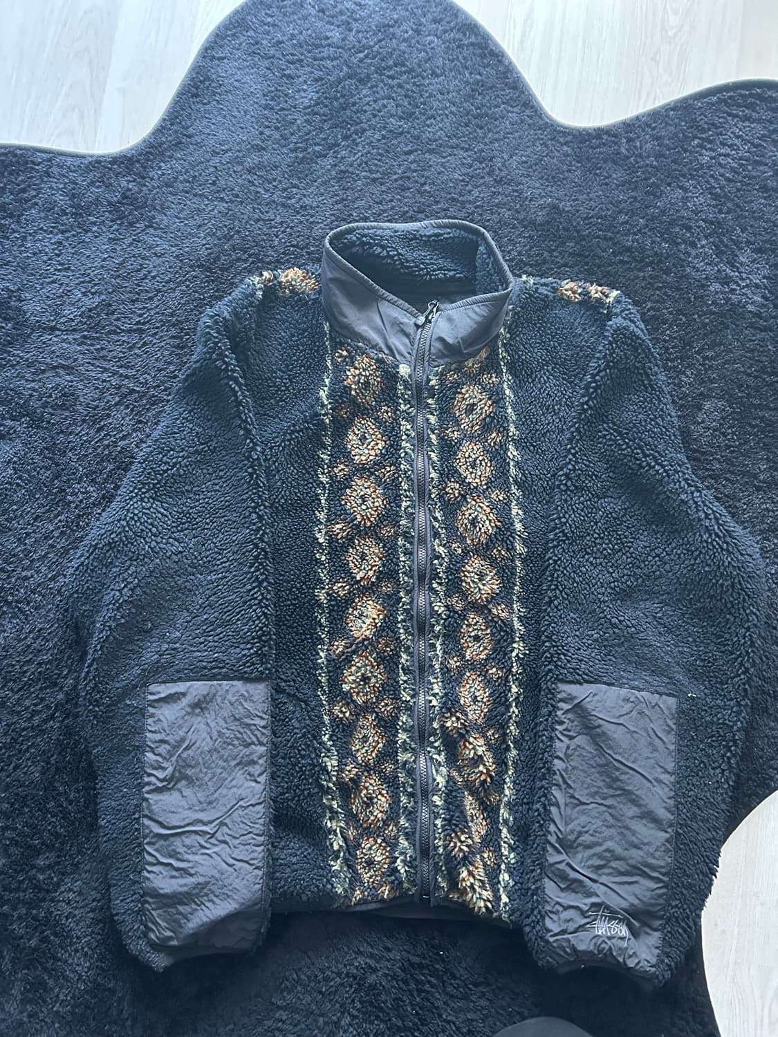 스투시 리마 자카드 쉐르파 자켓 블랙 상품이미지1