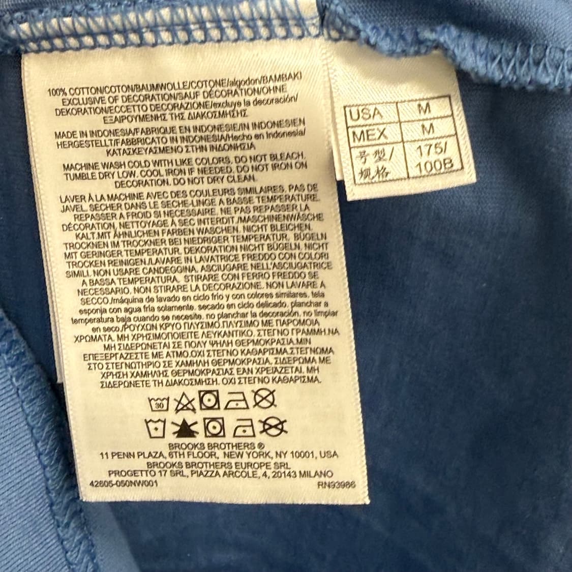 브룩스 브라더스 포켓 블루 반팔티 M 상품이미지3