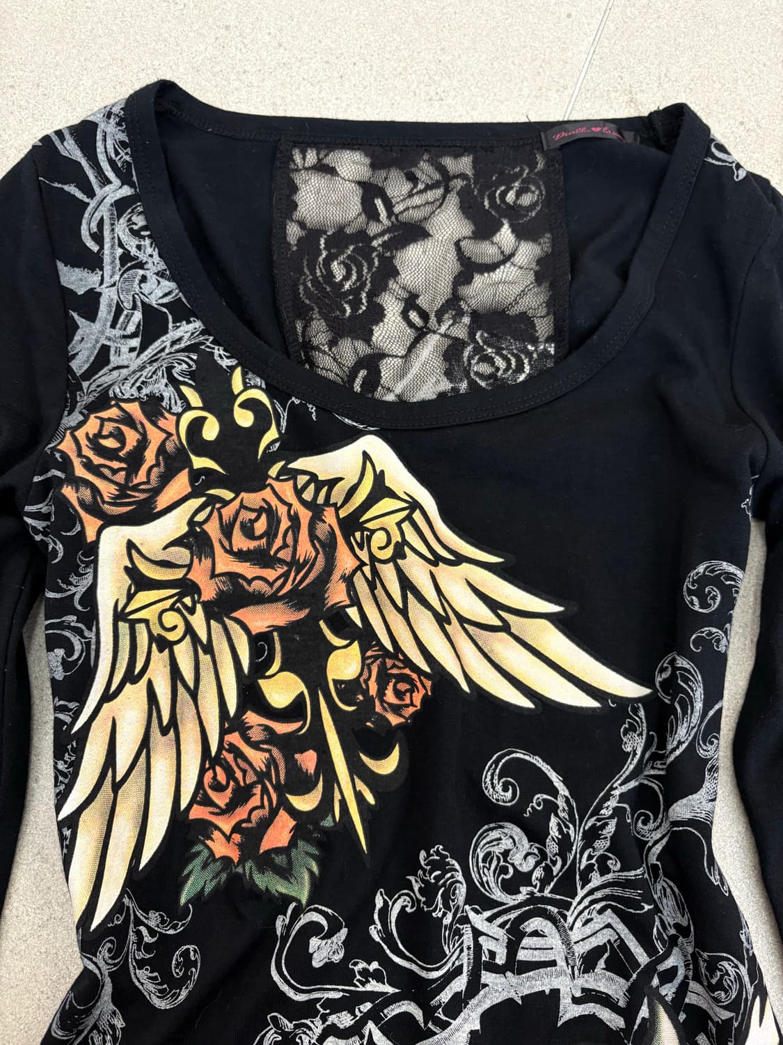 레이스 시스루 프린팅 롱슬리브 상품이미지3