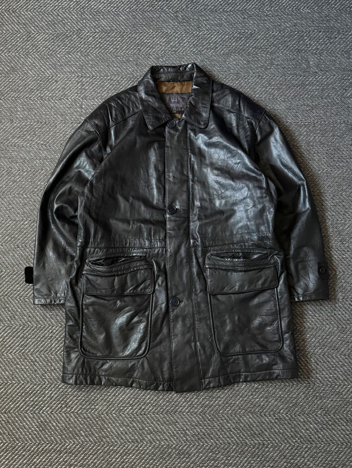 90s STRATDONAR 소가죽 빈티지 레더 필드 코트 (105) 상품이미지1