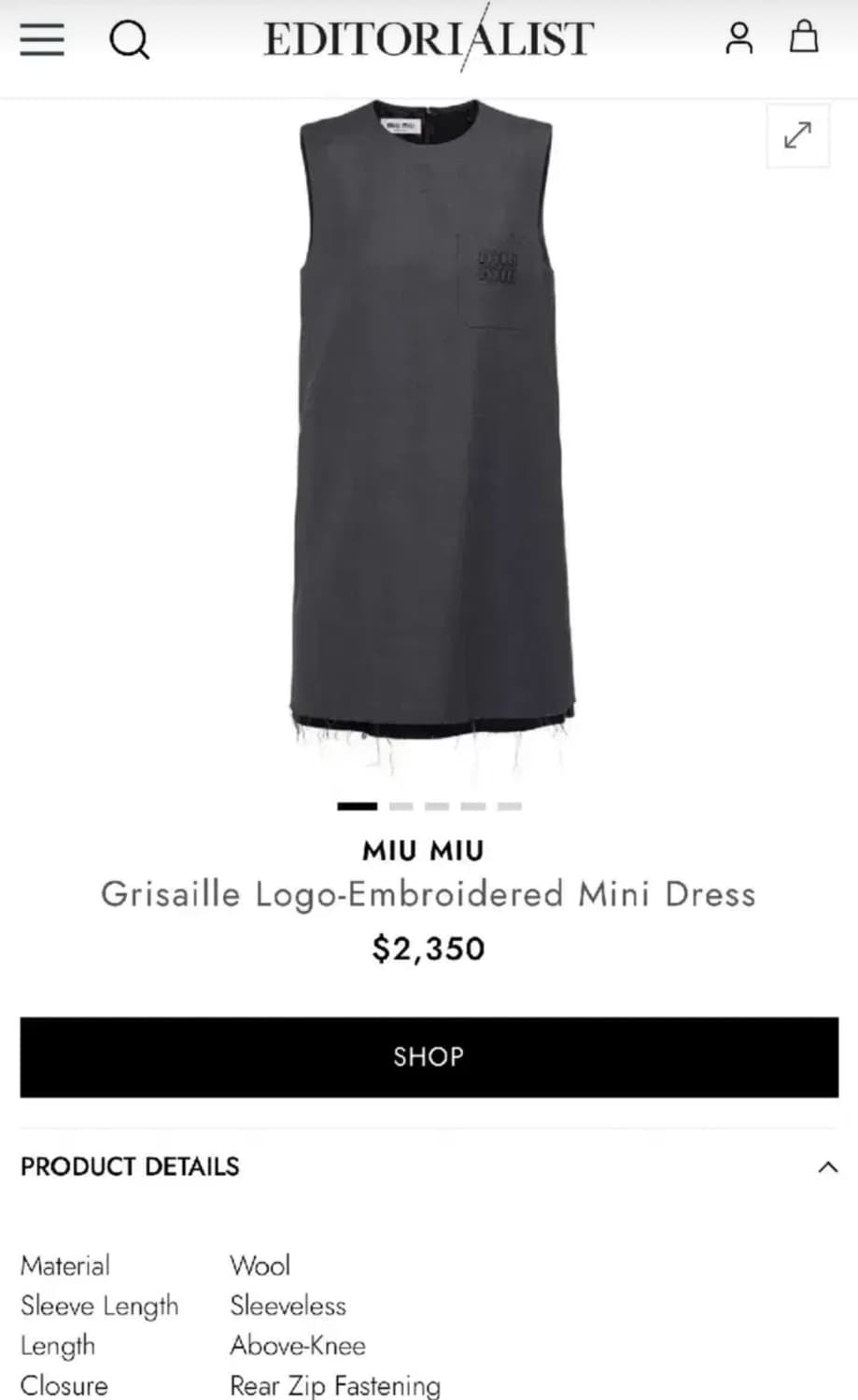 미우미우 그레이 민소매 원피스 상품이미지5