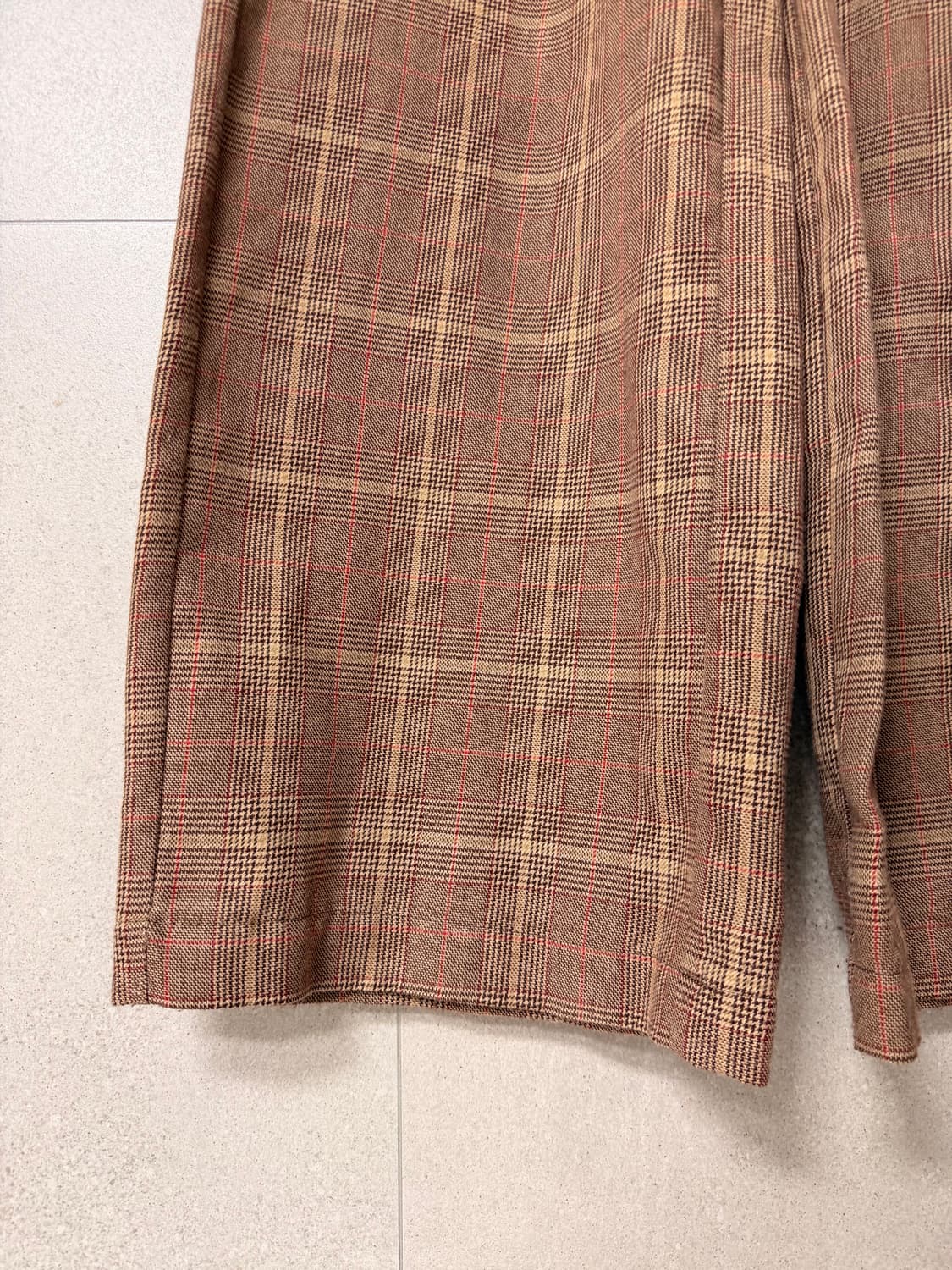체크 패턴 와이드 팬츠 브라운 상품이미지2