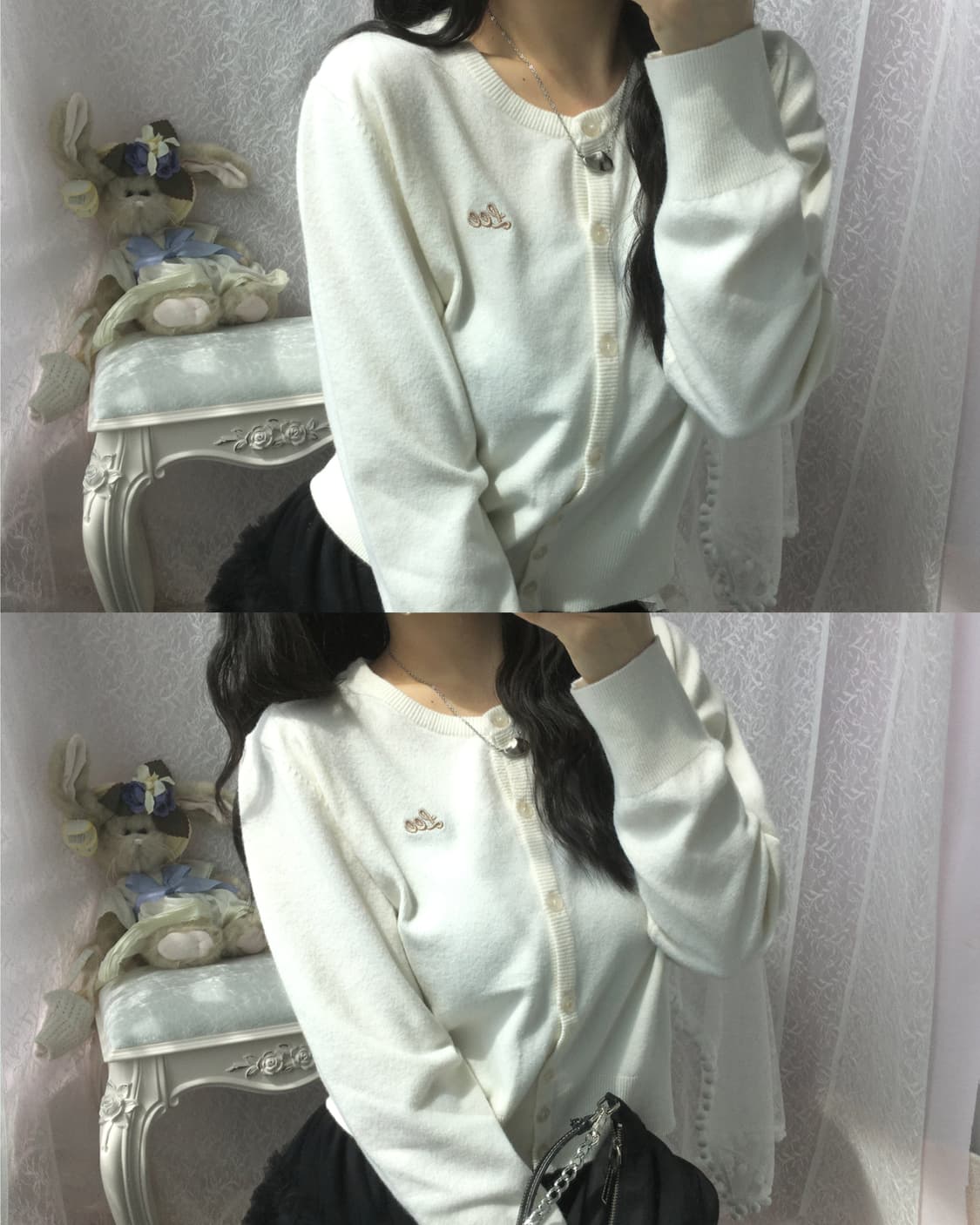 Lee cream knit cardigan 상품이미지2