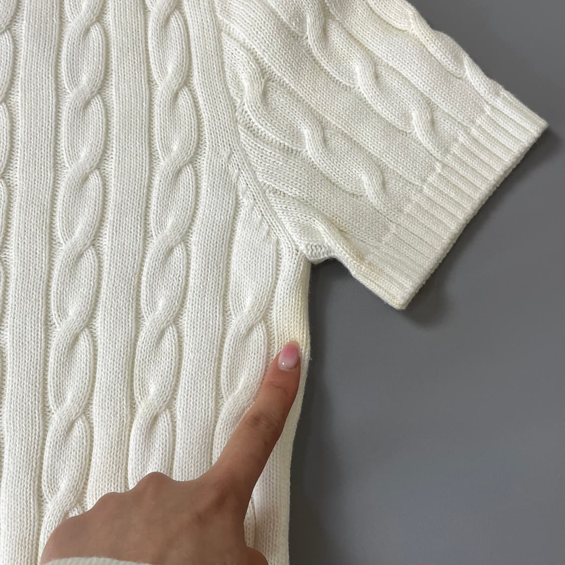 빈폴 화이트 꽈배기 반팔니트 S 상품이미지9