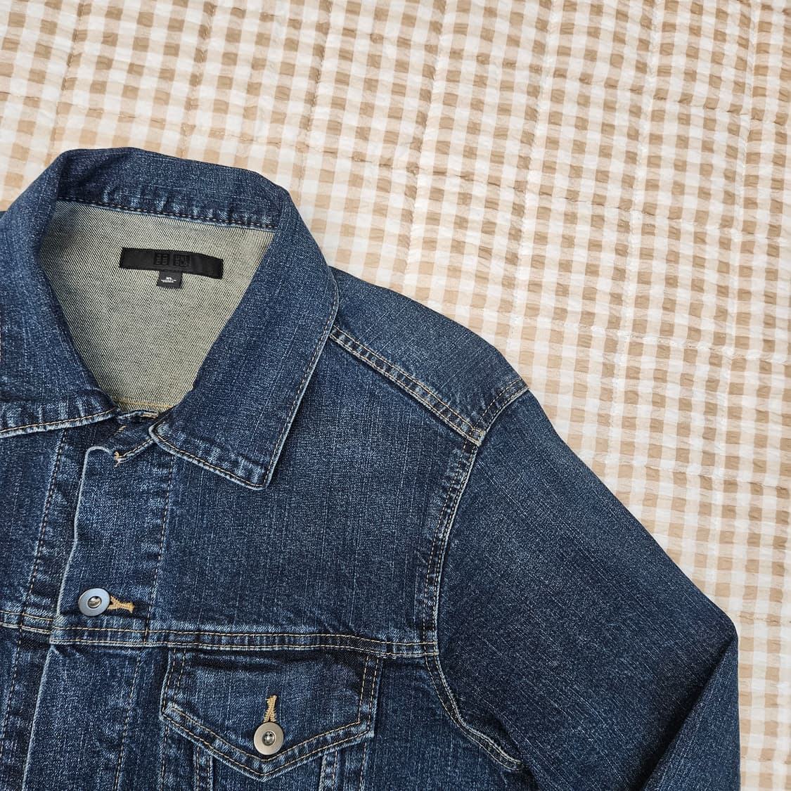 유니클로 스판 데님 청자켓 남자100 상품이미지3