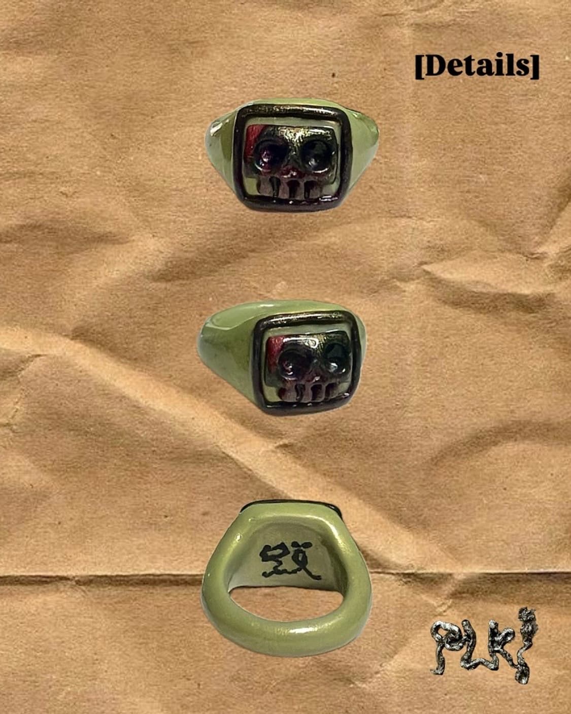 핸드메이드 스퀘어 반지 | 메탈 스컬 볼드링 반지 | 원앤온리 유니크반지 상품이미지2