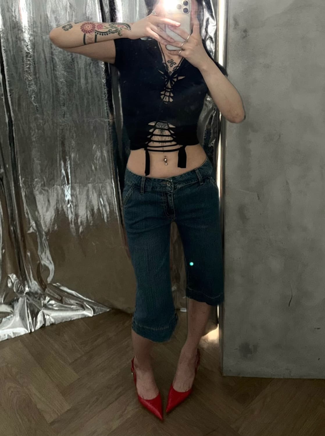 워시드 블루 데님 버뮤다 데님 상품이미지5
