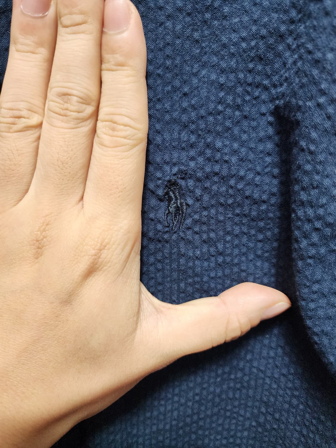 폴로 시어서커 클래식핏 네이비 셔츠 상품이미지3