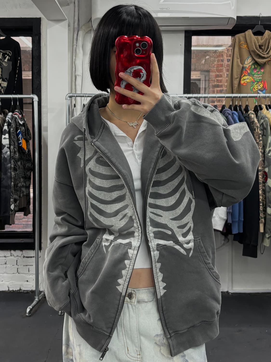 밴슨 레더 50th 그레이 본 후드집업 상품이미지3