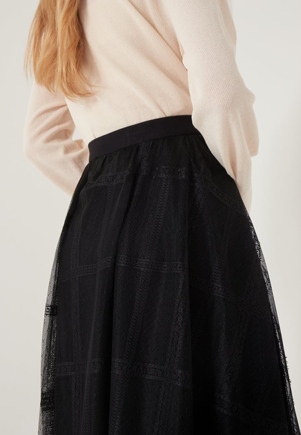 [SJSJ] 여성 레이스 튤 롱 스커트 상품이미지4