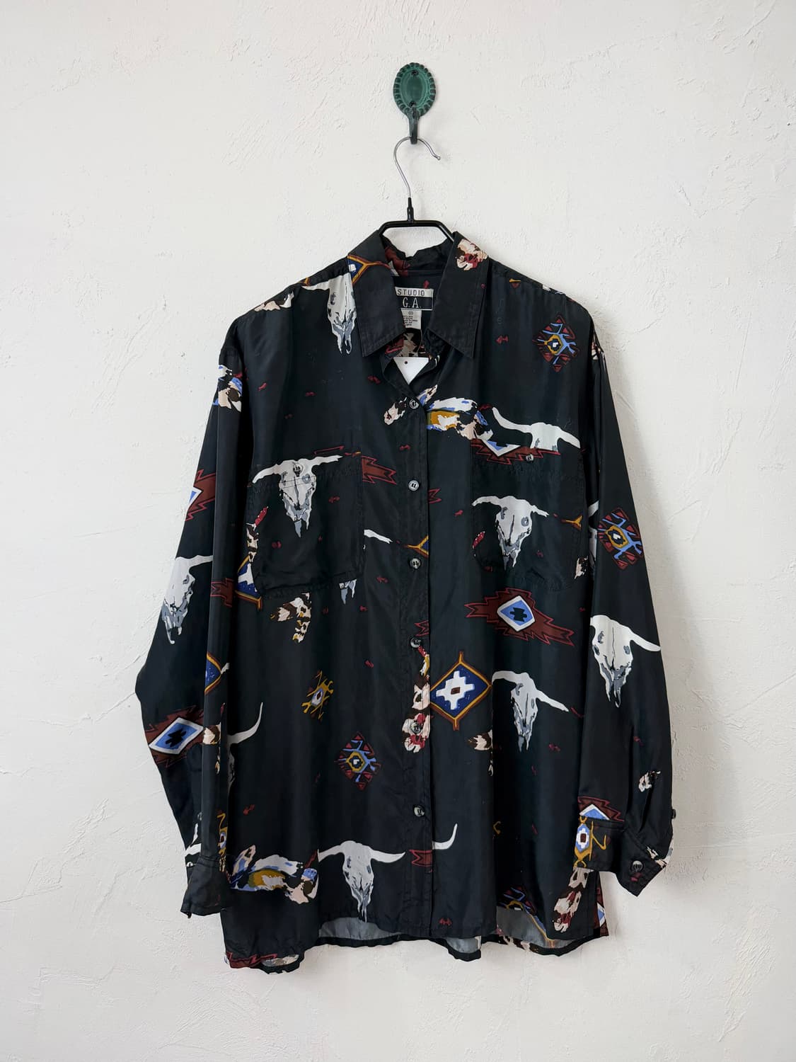 90s STUDIO G.A 네이티브 실크 셔츠 상품이미지1
