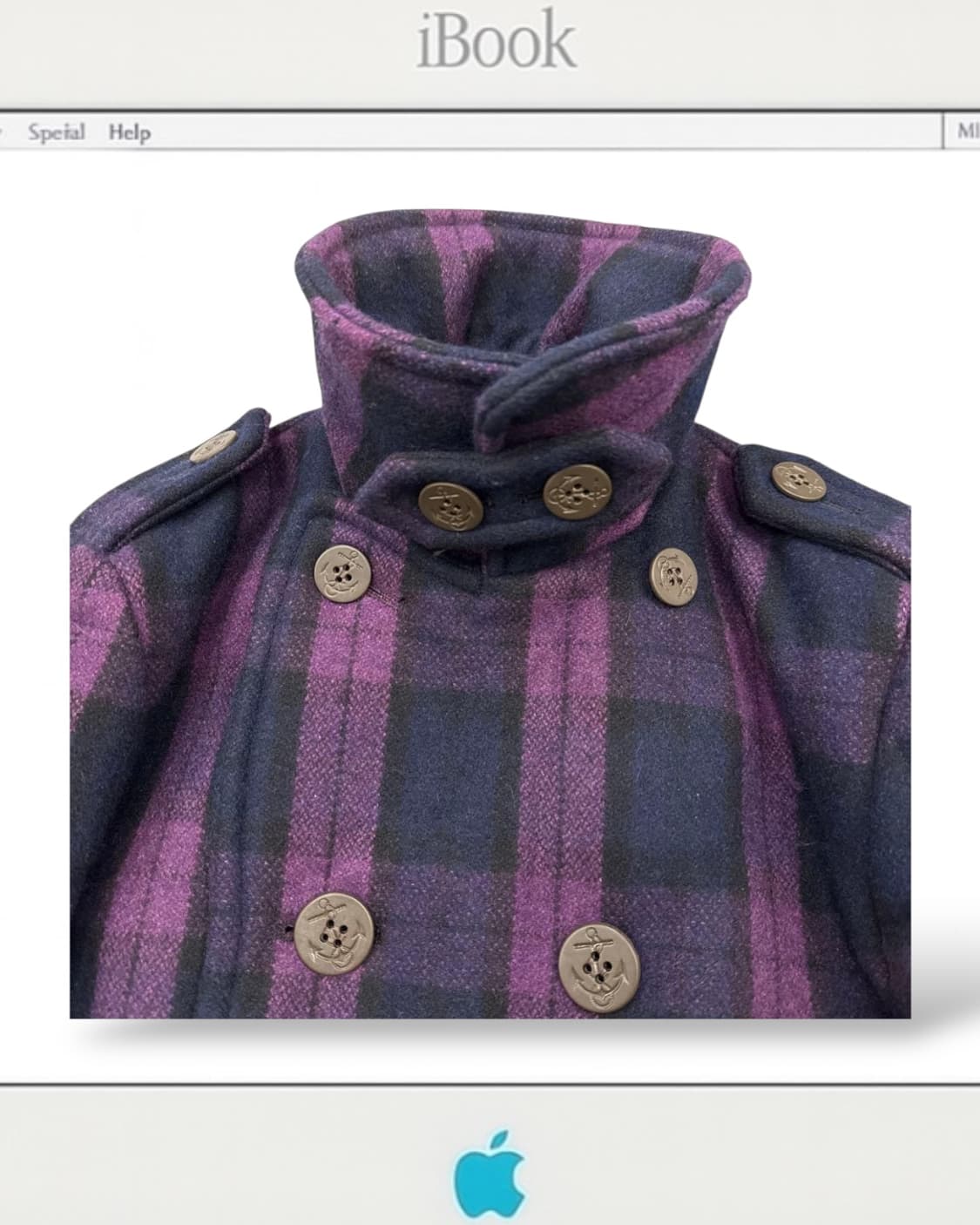 (rare) 꼼데가르송 퍼플 체크 울 패딩코트 상품이미지4