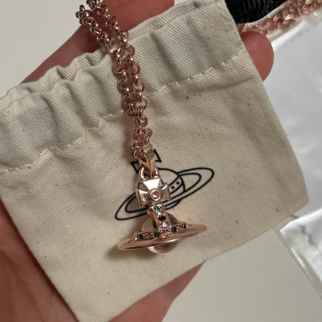 비비안웨스트우드 뉴 타이니 orb 목걸이 로즈골드 풀박스 상품이미지8