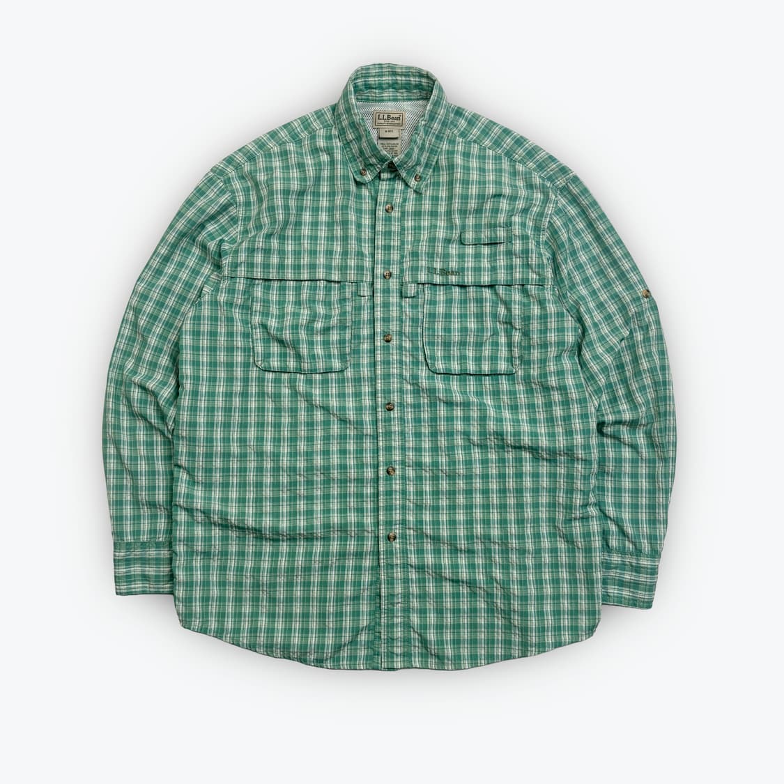 10s LLBean Fishing green pattern shirt 상품이미지1