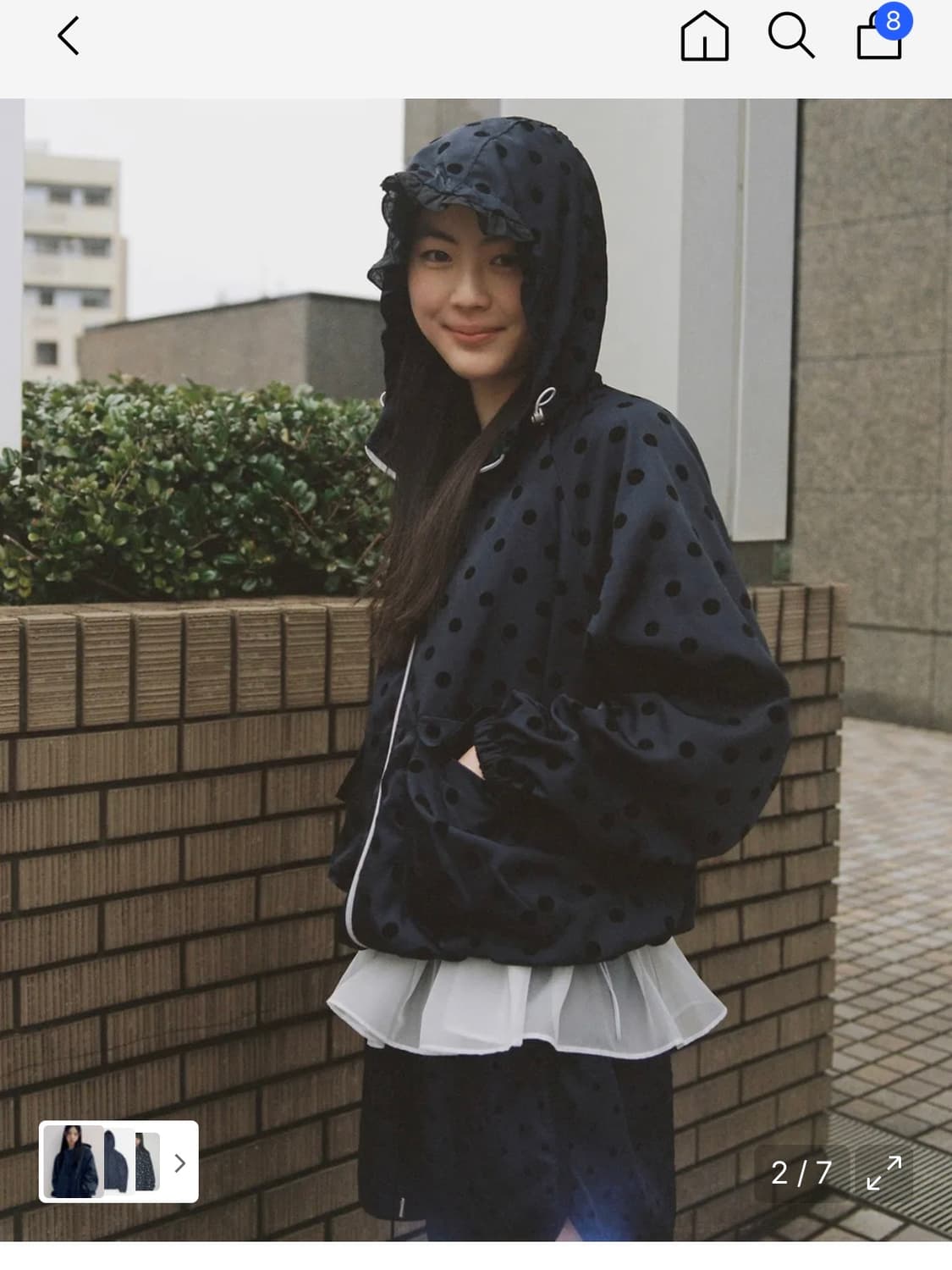 오헤시오 도트 프릴 후드 윈드브레이커 점퍼 OHESHIO 상품이미지1