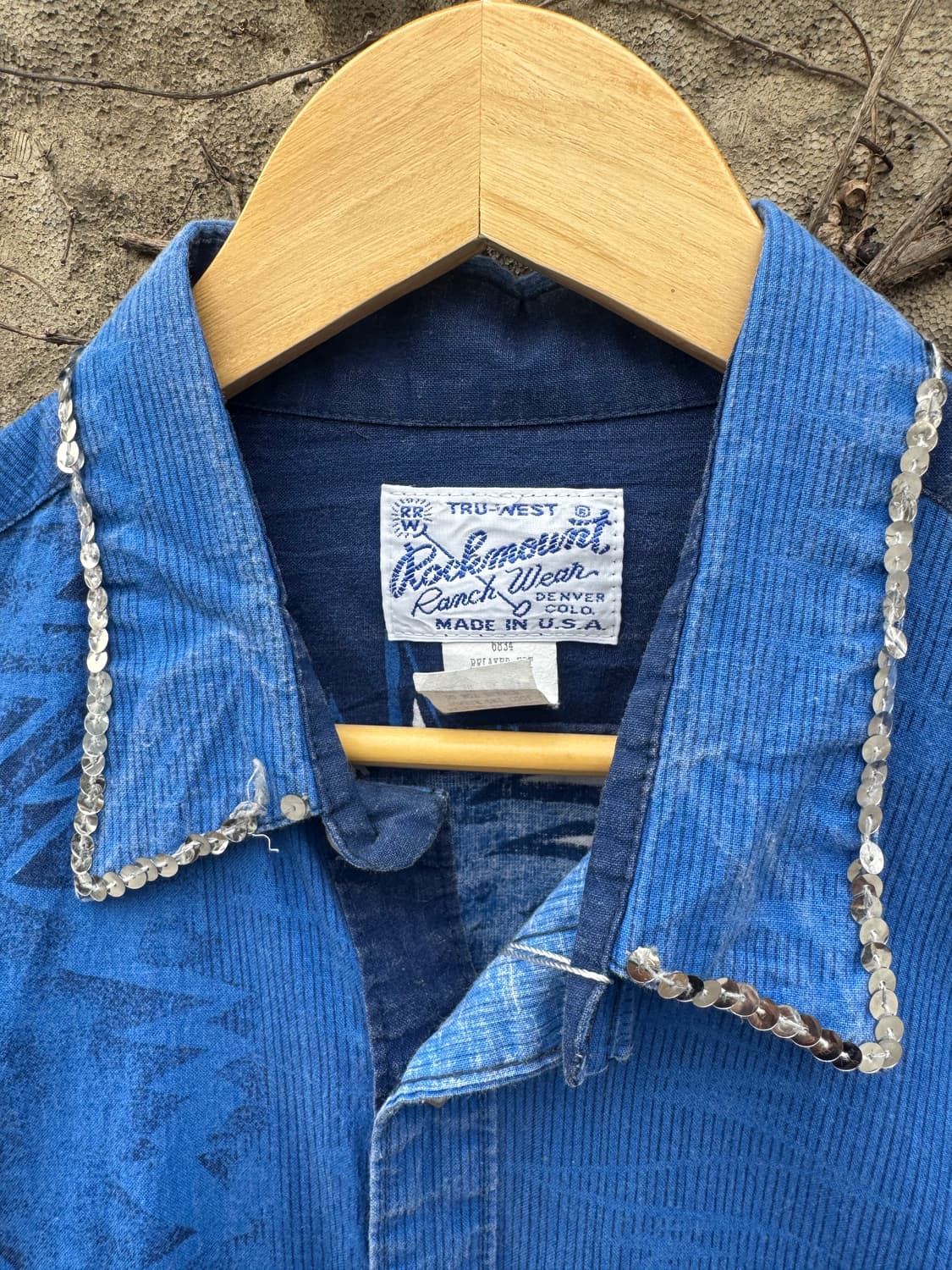 80s 락마운트 빈티지 커스텀 페이딩 웨스턴 셔츠 블루 L 상품이미지5