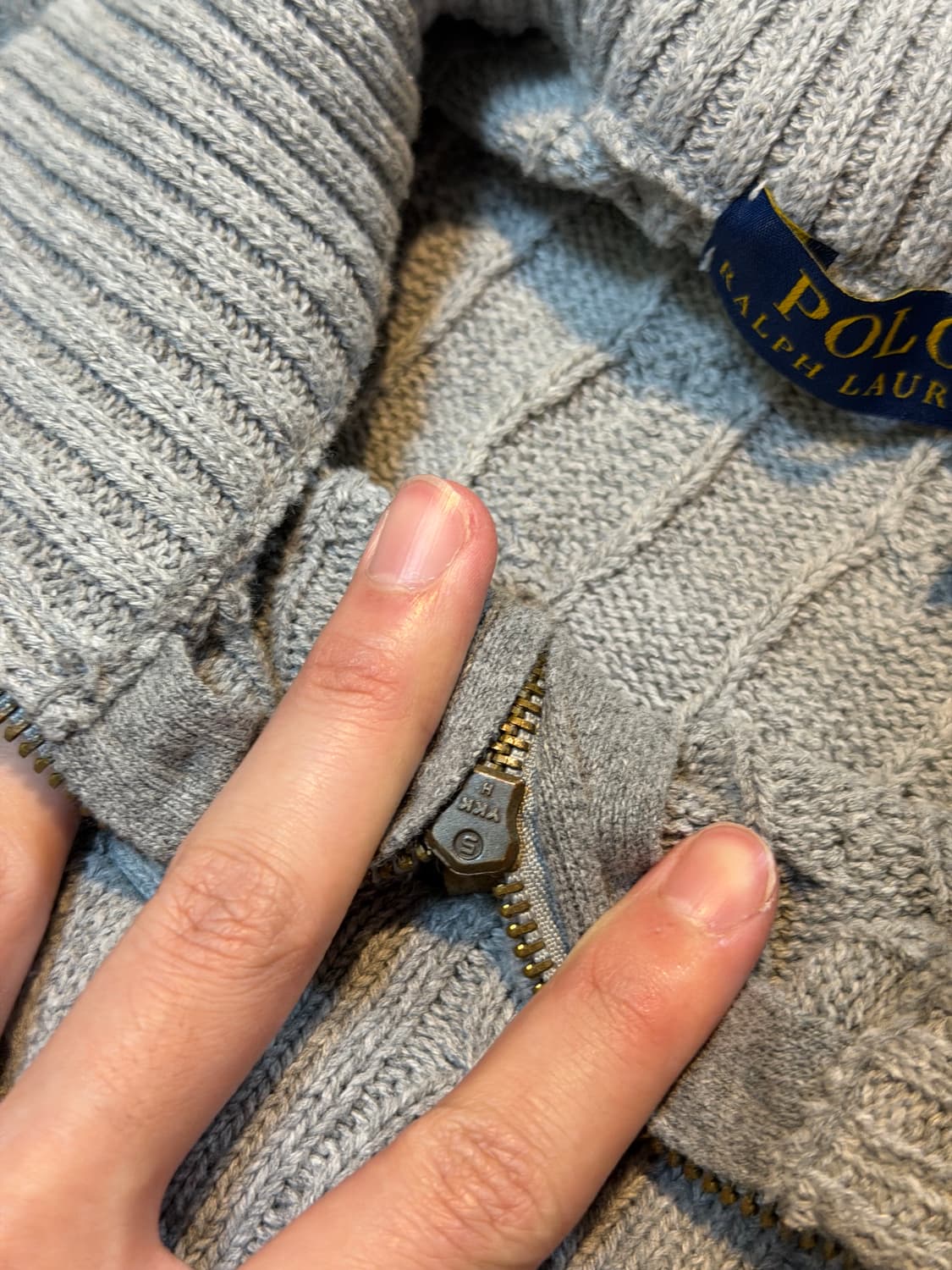 폴로 랄프로렌 반집업 꽈배기 케이블 니트 그레이 상품이미지4