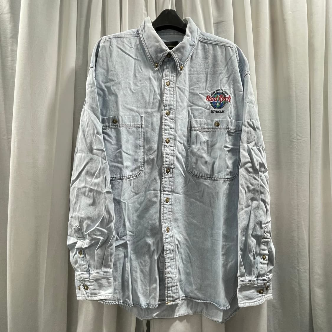 하드락 카페 굿즈/ 스카이돔 체스트로고 데님 셔츠/ L 상품이미지1