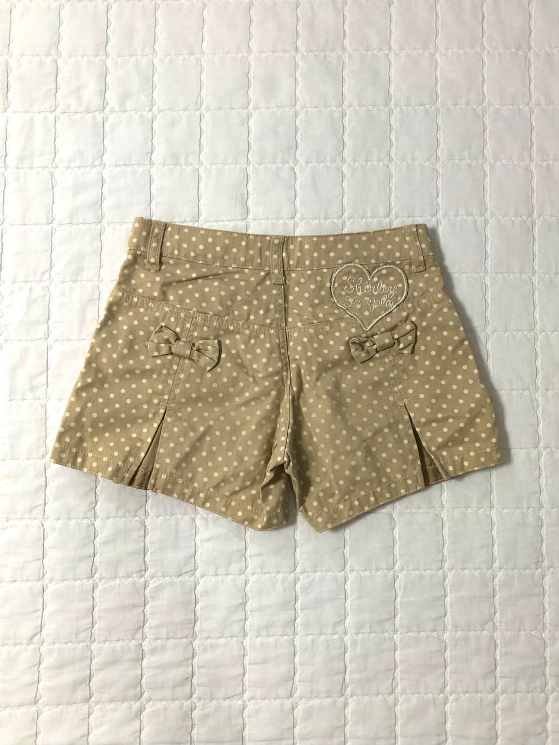 셜리템플 도트 리본 반바지 베이지 모리걸 니혼진 너드 러블리 라떼갸루 상품이미지2