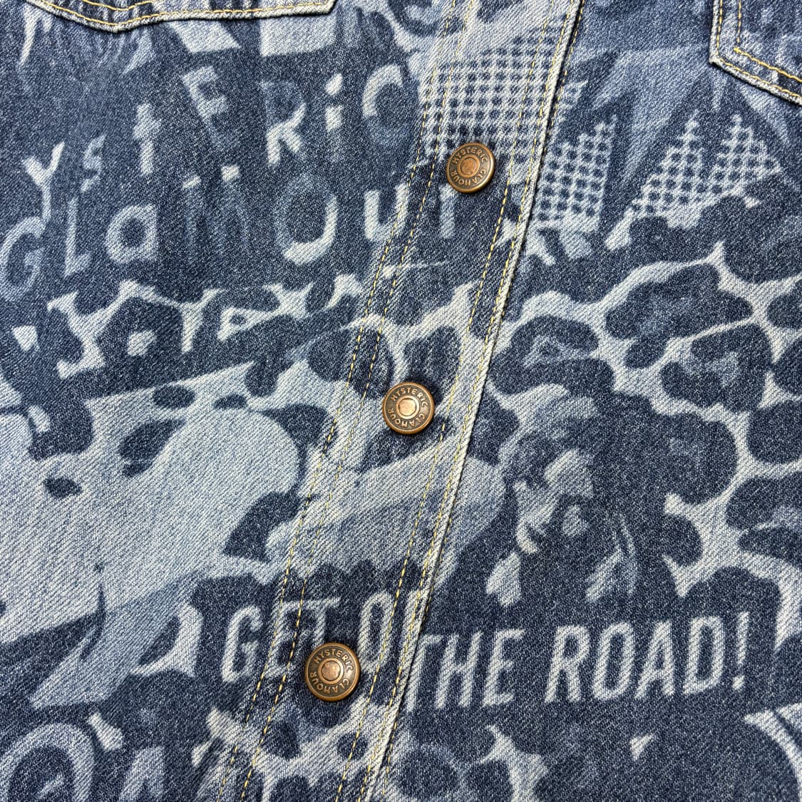 히스테릭 글래머 데님 레오파드 히스걸 프린팅 뒷밴딩 미디 스커트 상품이미지5