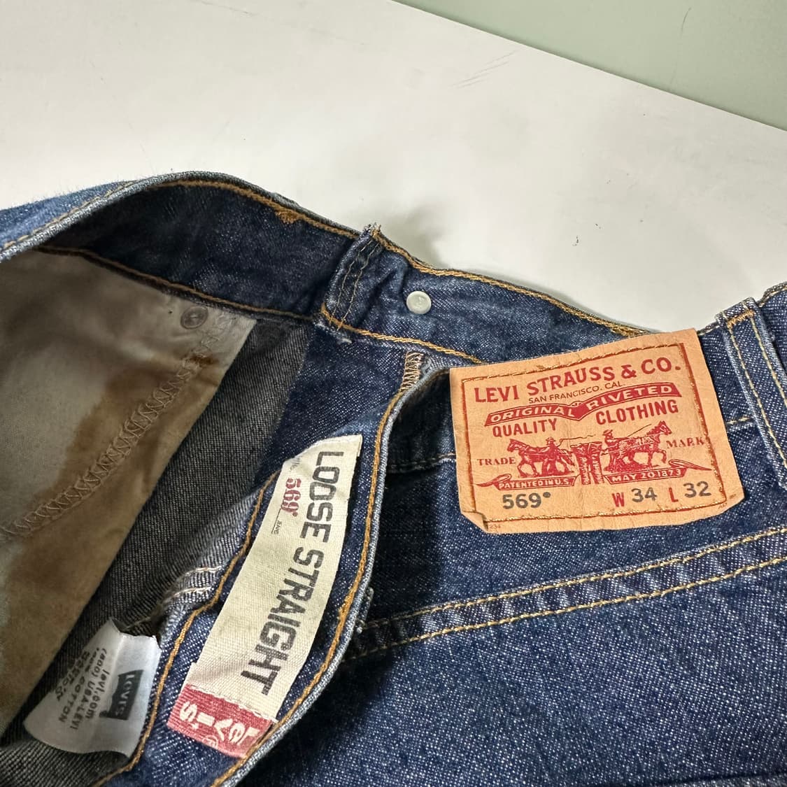 XL 리바이스569 루즈스트레이트핏 진청워시드 데님팬츠 상품이미지2