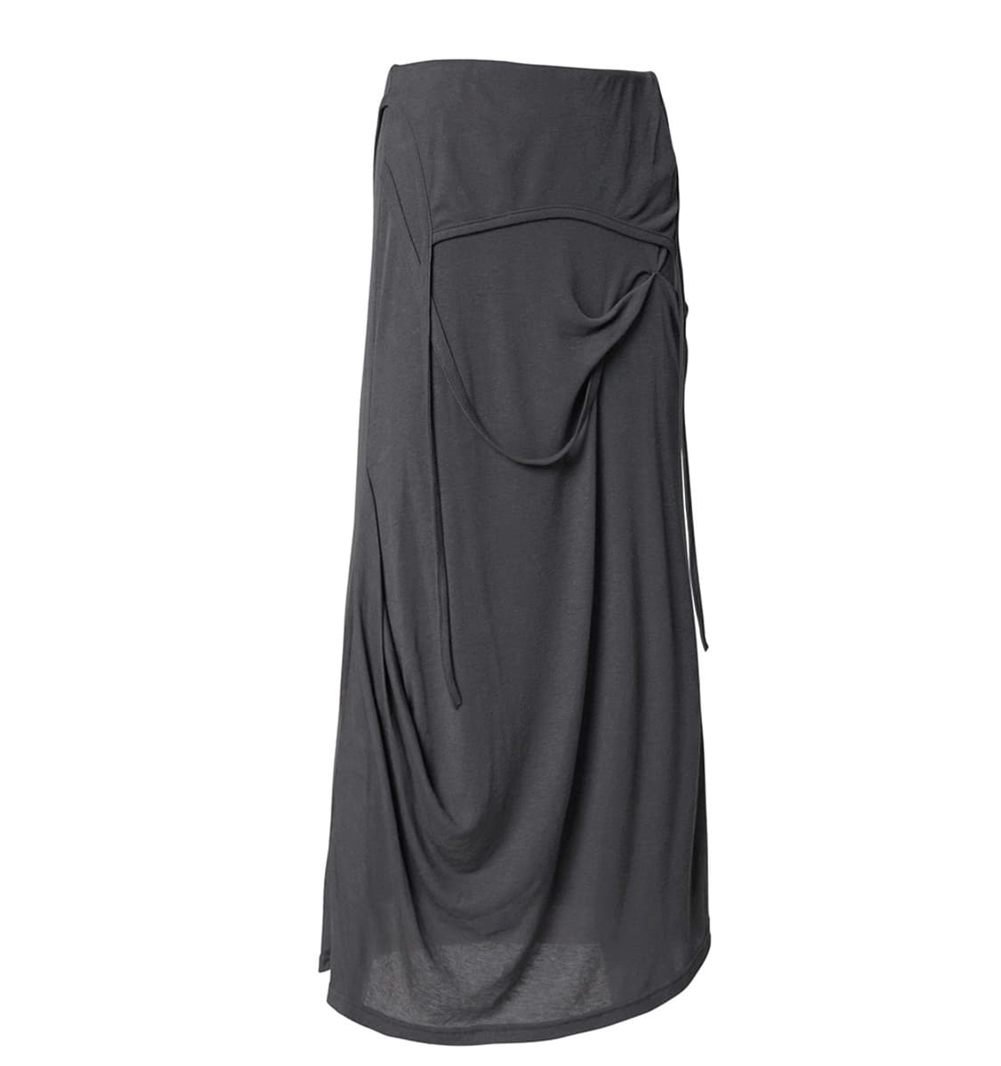 Asymmetrical Draped Long Skirt (gray) 상품이미지1