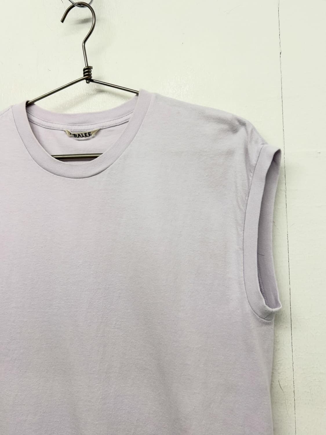 오라리(AURALEE) 코튼 슬리브리스 티셔츠 라이트 퍼플 상품이미지2