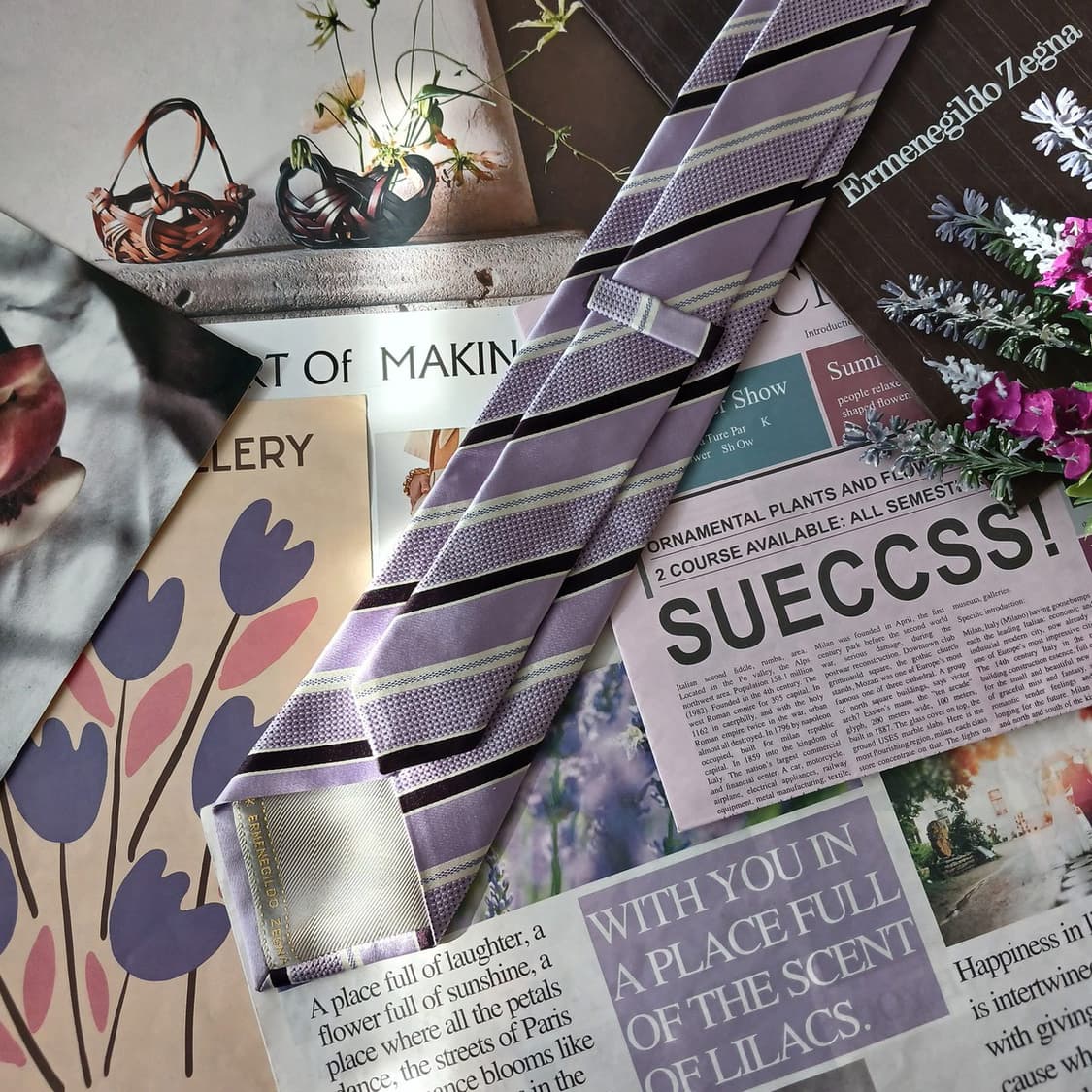 제냐 실크 바이올렛 스트라이프 넥타이 8.7cm A+등급 A19180
 상품이미지4