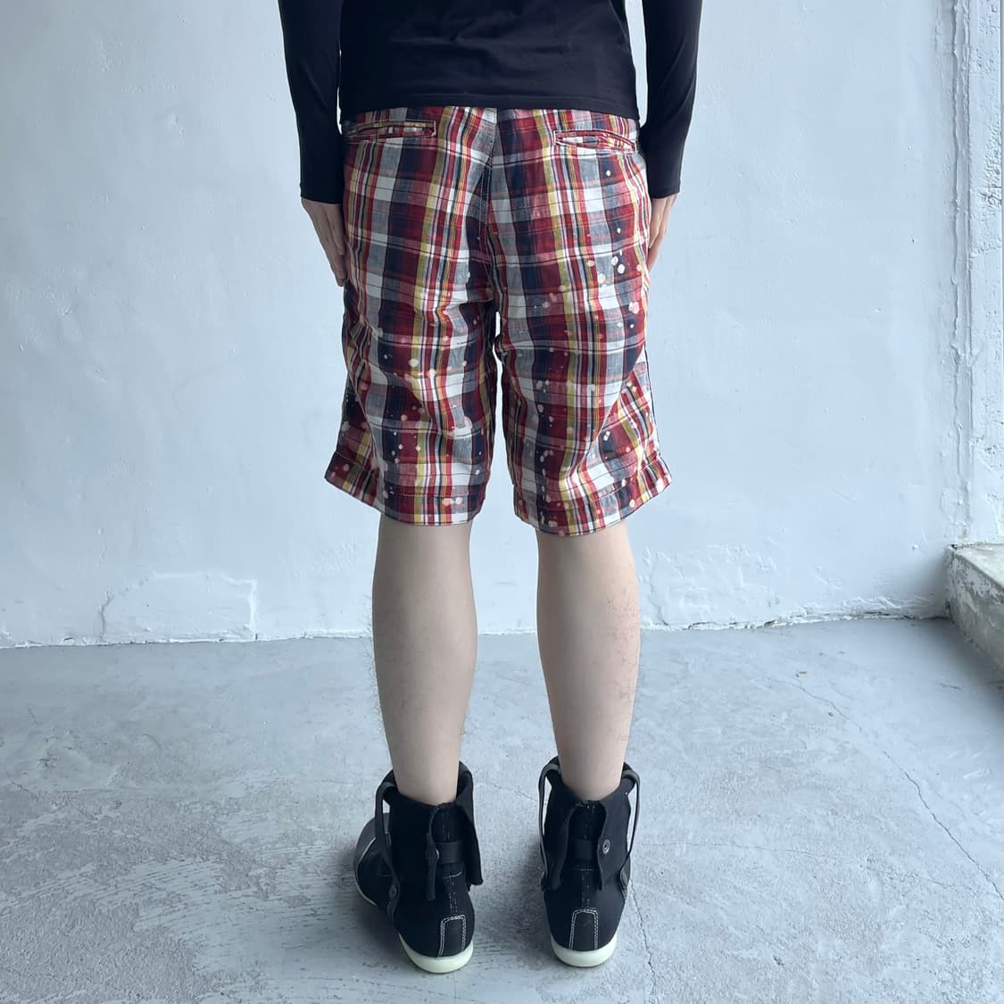 꼼데가르송 옴므 블리치 체크 쇼츠 상품이미지4